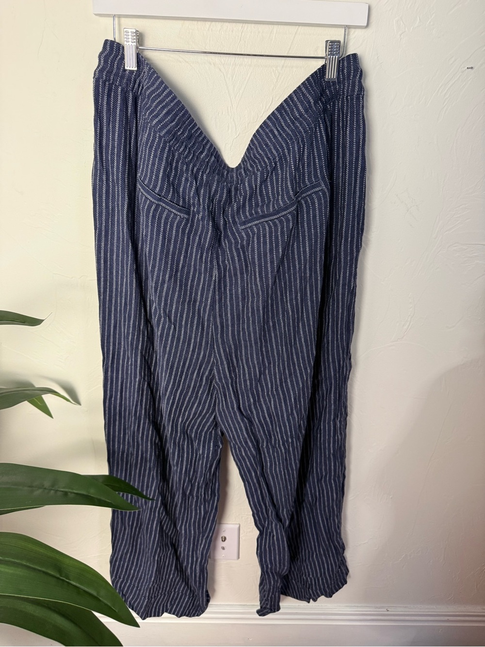 NWT Time and Tru Navy Stripe Linen Blend Wide Leg Pants XXXL 22 - Picture 5 of 5